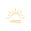 A half sun is setting downwards icon vector sunset concept for graphic design, logo, web site, social media, mobile app, ui