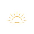 A half sun is setting downwards icon vector sunset concept for graphic design, logo, web site, social media, mobile app, ui