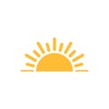 A half sun is setting downwards icon vector sunset concept for graphic design, logo, web site, social media, mobile app, ui illust