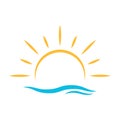 A half sun is setting downwards icon vector sunset concept for graphic design, logo, website, social media, mobile app, UI