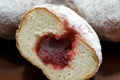 Half of sweet donut with jam - macro