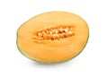 Half of sweet ripe melon on white background Royalty Free Stock Photo