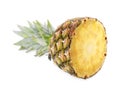 Half of tasty ripe pineapple isolated on white Royalty Free Stock Photo