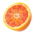 Half of tasty Sicilian orange on white background