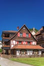 Half-timbered ensemble with the historic castle Liebenzell