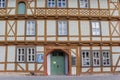 Half timbered facade of the historic Gemeindehaus building in Quedlinburg