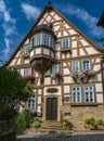 Half-timbered house BÃÂ¼rgermeister ElsÃÂ¤sser Haus built 1717 in Bad Wimpfen, Neckartal, Kraichgau, Baden-WÃÂ¼rttemberg, Germany,