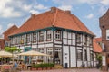 Half timbered house at the central square in Lingen Royalty Free Stock Photo