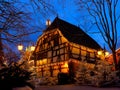 Half-timbered house Christmas magic by night