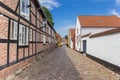Half timbered house in a colorful street in Ribe Royalty Free Stock Photo