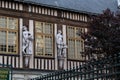 Half-timbered house decorated with sculptures, Rouen, France