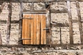 Half-timbered house with door.