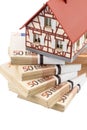 Half-timbered house on euro banknotes Royalty Free Stock Photo