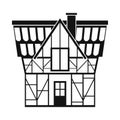 Half timbered house in Germany icon, simple style