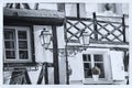 Street lantern, sky and and a wall. Details. Free space. Colmar, France Royalty Free Stock Photo