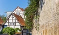 Half-timbered houses and city wall in Minden Royalty Free Stock Photo