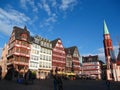 Frankfurt am Main, Half-timbered Houses in Evening Sun on Roemerberg, Hessen, Germany