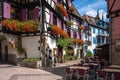 Half-timbered houses in the historic center of Obernai in Alsace. Royalty Free Stock Photo