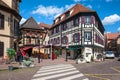 Half-timbered houses in the historic center of Obernai in Alsace. Royalty Free Stock Photo