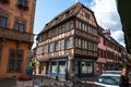 Half-timbered houses in the historic center of Obernai in Alsace. Royalty Free Stock Photo