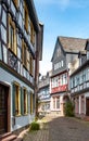half timbered houses in the historic old town of Eltville am Rhein in the Rhine Valley, Hesse, Germany