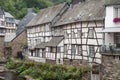 Half-timbered houses next to the Rur river in Monschau.