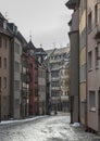 Half-timbered houses in one of the picturesque streets in the historical center of Nuremberg, Bavaria - Germany