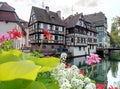 Half-timbered houses over the canals in Strasbourg.