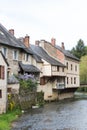 Half timbered houses in Segur-le-Chateau Royalty Free Stock Photo
