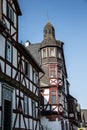 Half-timbered houses under the castle Royalty Free Stock Photo