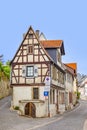 Half timbered town in Wine village of Oppenheim at river Main, Germany with signage parking only allowed in marked zones Zone Royalty Free Stock Photo