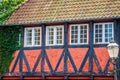 Half timbered traditional house in ribe denmark Royalty Free Stock Photo