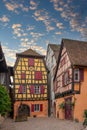 Half timbered traditional houses in Riquewihr, Alsace Royalty Free Stock Photo