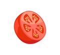 Half Tomato Isolated Vector Icon in Cartoon Style