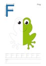 Half trace game for letter F. Frog.