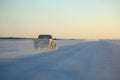 Half Tun Pickup on Ice Road, yellowknife, Canada Royalty Free Stock Photo