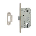 Half turn interior latch with rubber tongue to isolate noise with striker plate