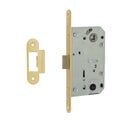 Half-turn internal latch in matt gold with rubber tongue to isolate noise