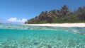 HALF UNDERWATER: Paradise beach is swept by the tranquil crystal clear sea.