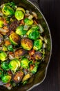 Half View of Roasted Brussels Sprouts and Bacon Royalty Free Stock Photo