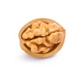 Half a walnut on a white background Royalty Free Stock Photo