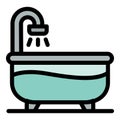 Half water bathtub icon color outline vector