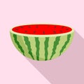 Half of watermelon icon, flat style