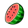 Hand-Drawn Half Watermelon Illustration Clipart Royalty Free Stock Photo