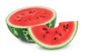 half of watermelon with slice isolated on white background with full depth of field Royalty Free Stock Photo