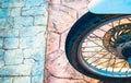Half-wheeled motorcycle wheels on the road