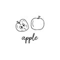 Half and a whole apple in the style of a doodle Royalty Free Stock Photo