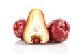 Half and whole red rose apple Royalty Free Stock Photo