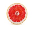 Half of whole ripe grapefruit photographed full face on white background. This image has better resolution and quality. Royalty Free Stock Photo