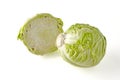 Half and whole white cabbage isolated on white background Royalty Free Stock Photo